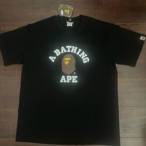 Bape Black Long Sleeve Tee with White Logo